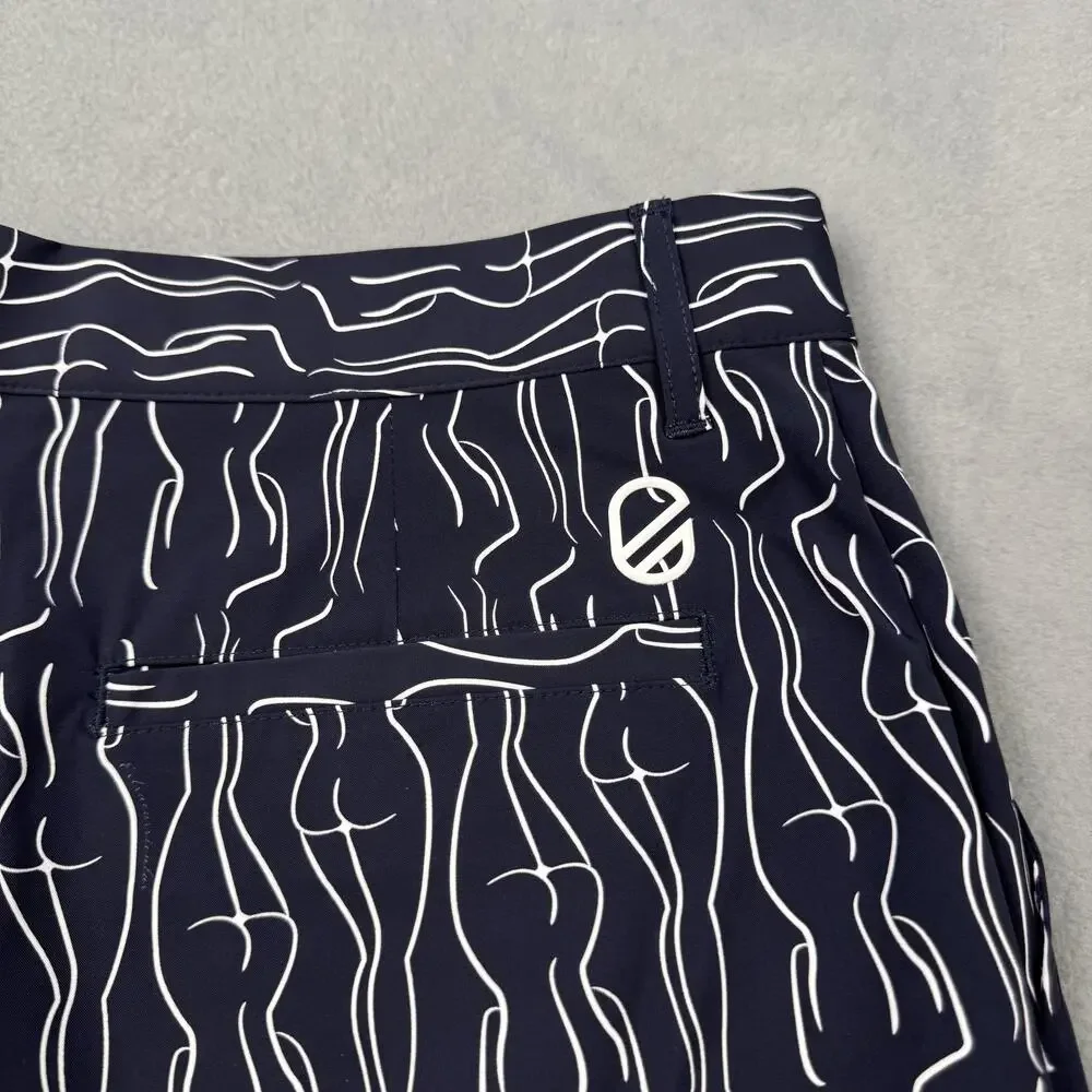 Extracurricular Chauncey Shorts Mens 30 Navy White Print Chino Golf Stretch